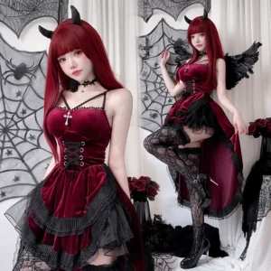 Halloween Gothic Tail Dress 万圣节燕尾女巫吸血鬼新娘表演裙