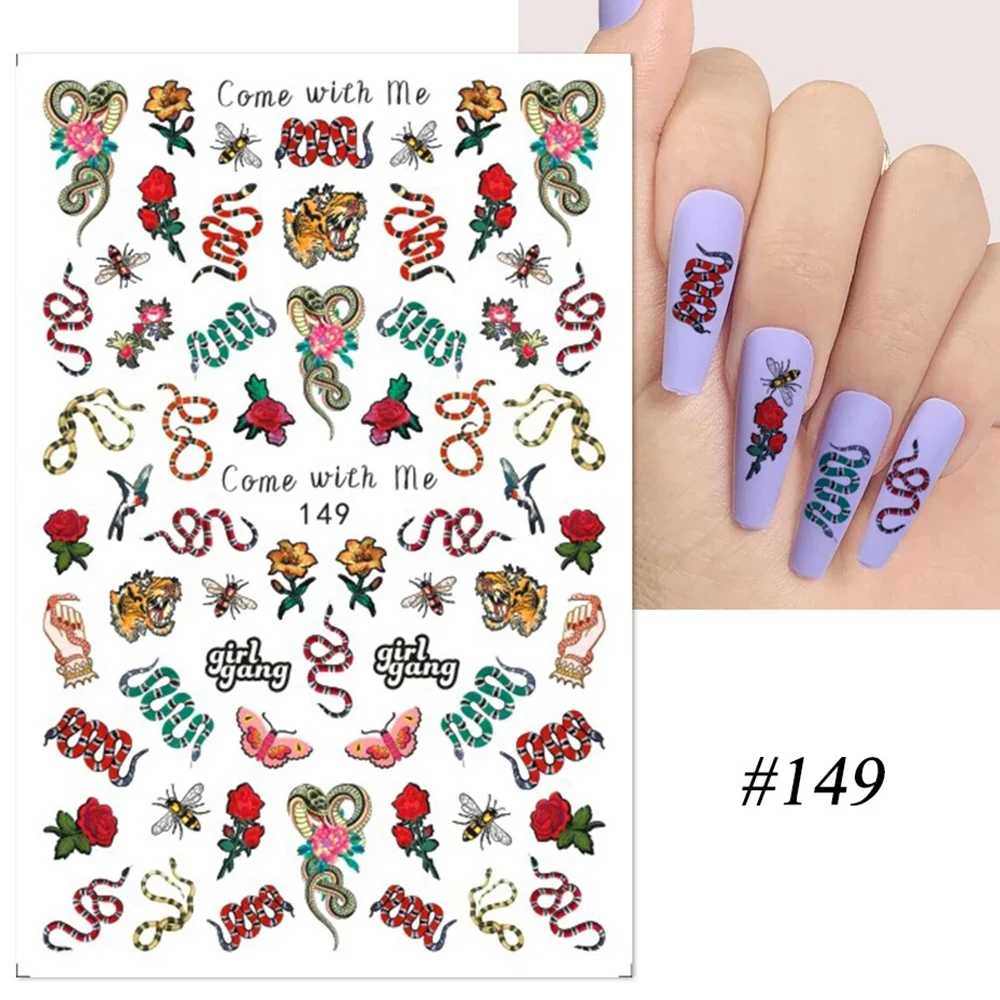 Nail Decals Self Adhesive Slider 3D Black Nail Stickers Dragon Snake Gothic Style - Image 6