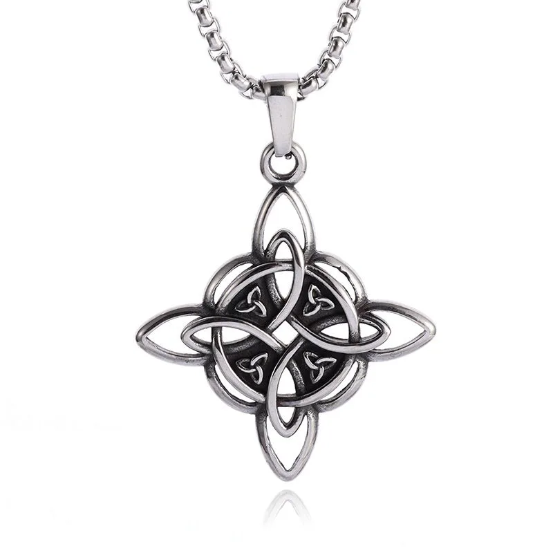 Witch Knot Necklace Stainless Steel Magic Knot Pagan Witchcraft Symbols Pendant Celtic Knot Necklace Jewelry Gifts for Women - Image 2