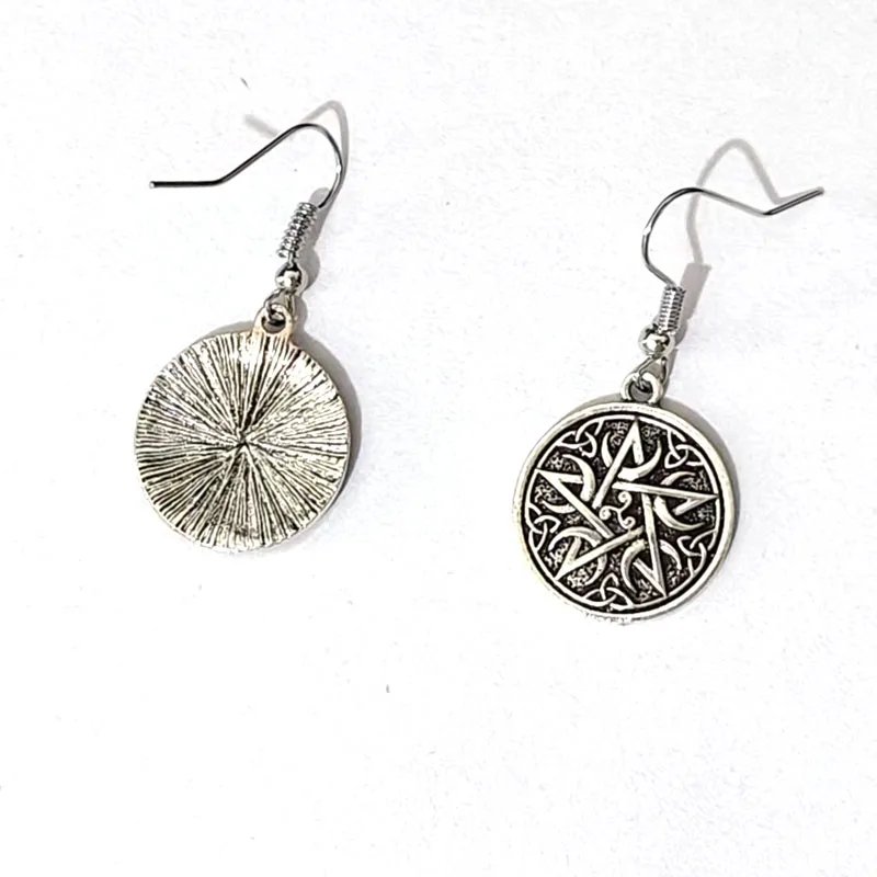 1pair Crescent Moons Pentacle Wiccan Pagan Large Pentagram Witch Witchcraft Gothic Wicca Chinese knot Earring - Image 3
