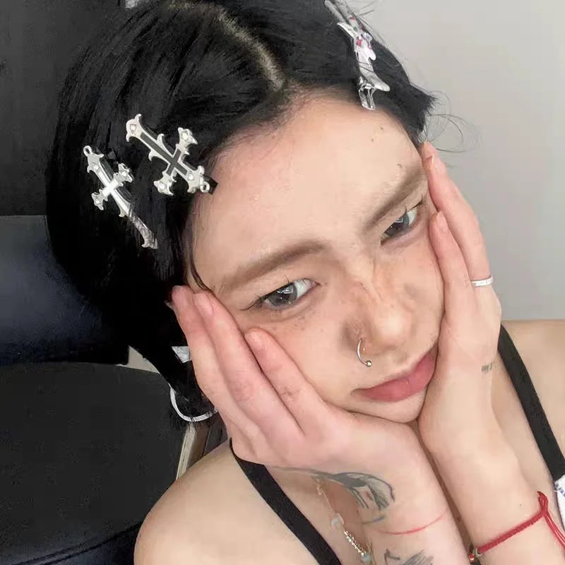 Vintage Rhinestone Cross Hair Clip Gothic Metal Duckbill Hairpin Women Girls Bangs Non-slip Barrettes Headwear Halloween Gift - Image 5