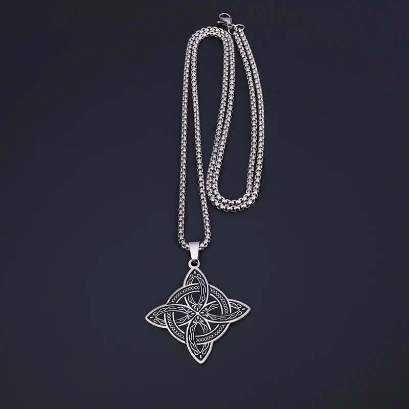 Stainless Steel Witchcraft Witch Knot Pendant Necklace Irish Celtic Knot Lucky Jewelry Anniversary Gift for Men and Women - Image 3