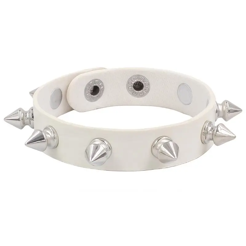 Punk Spike Stud Bracelet Adjustable Snap Faux Leather Multi Colors for Festival Rave Cosplay Daily Use 1Pcs - Image 6