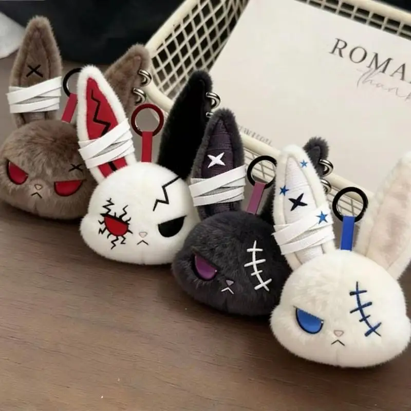 Gothic Dark Bunny Plush Keychain Bandage Wound Rabbit Doll Pendant Cute Backpack - Image 4