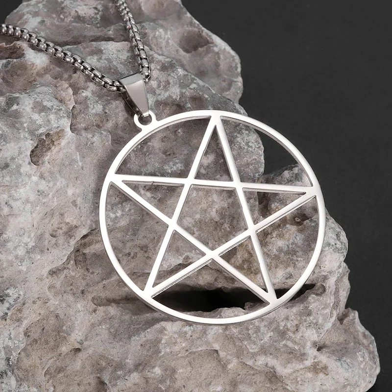 Stainless Steel Lucky Witchcraft Pentagram Pendant Necklace Men Women Alternative Pagan Pentagram Magic Jewelry - Image 3