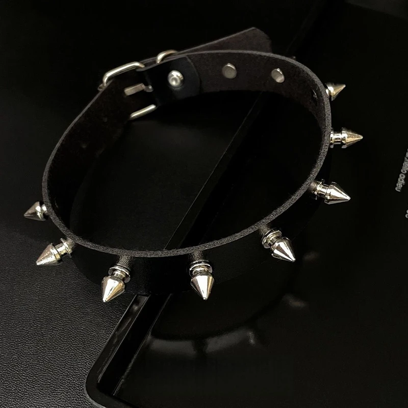 PU Leather Choker Necklace For Women Men Cool Punk Gothic Biker Collar Studded Rock Necklace Rave Jewelry - Image 3