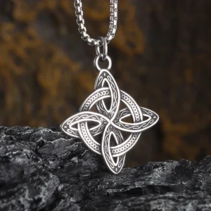 Irish Witchcraft Celtic Witch Knot Pendant Necklace for Men Women Slavic Protection Lucky Amulet Jewelry