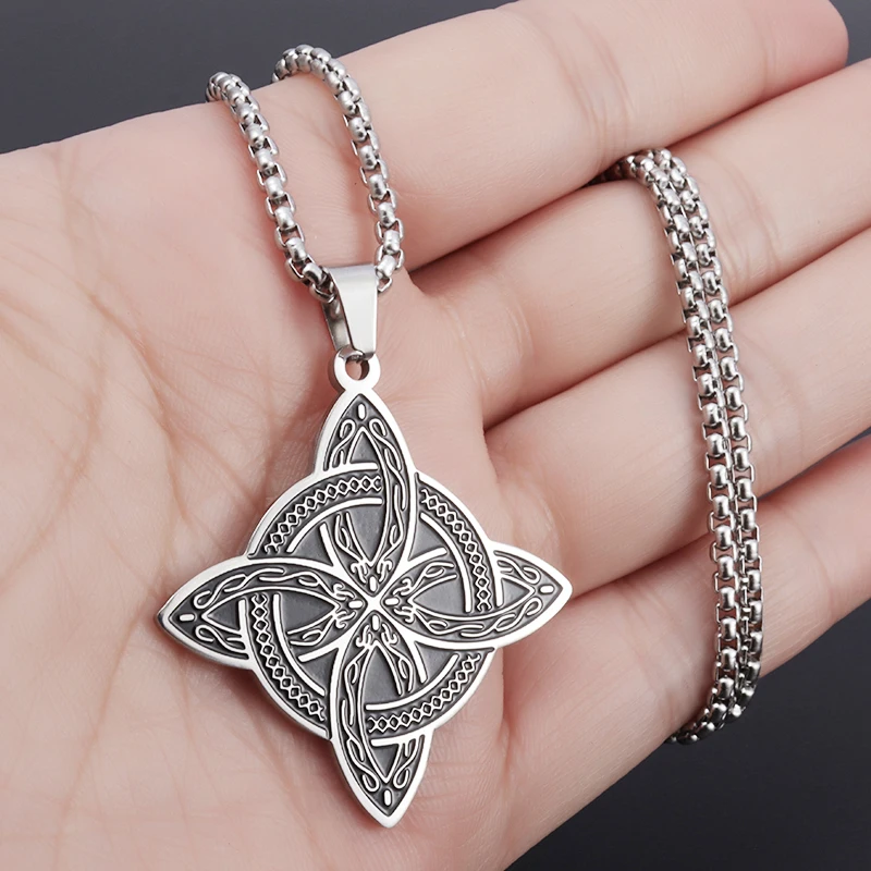 Stainless Steel Witchcraft Witch Knot Pendant Necklace Irish Celtic Knot Lucky Jewelry Anniversary Gift for Men and Women - Image 4