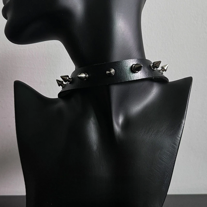 PU Leather Choker Necklace For Women Men Cool Punk Gothic Biker Collar Studded Rock Necklace Rave Jewelry - Image 6
