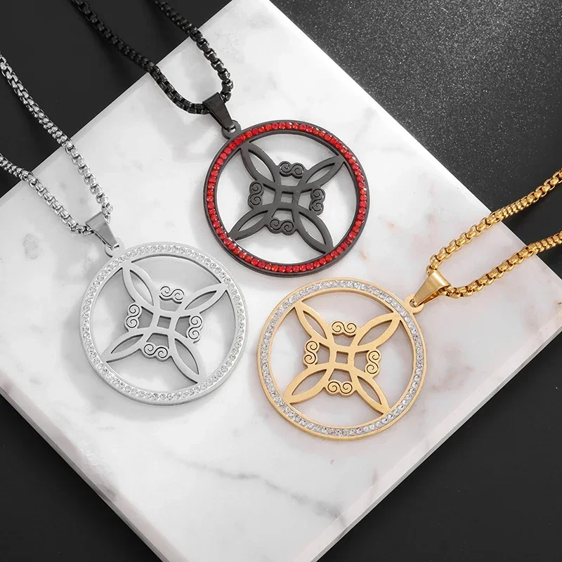 Stainless Steel Zircon Witchcraft Witch's Knot Pendant Irish Celtic Knot Necklace for Men Women Supernatural Lucky Charm Jewelry - Image 2