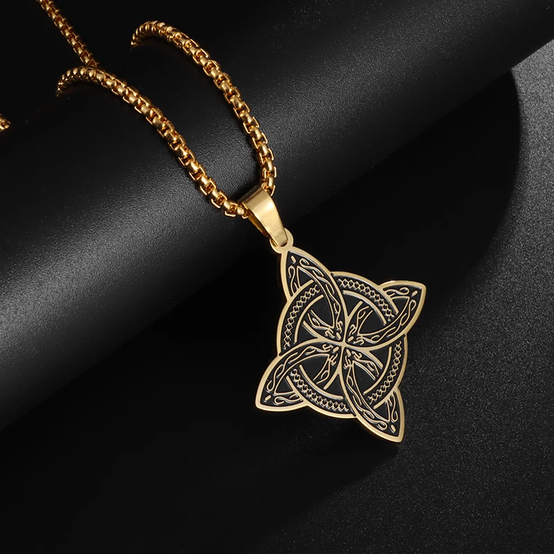 Stainless Steel Witchcraft Witch Knot Pendant Necklace Irish Celtic Knot Lucky Jewelry Anniversary Gift for Men and Women - Image 6