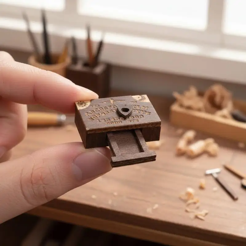 Retro Mini Wooden Ouija Board Micro Landscape Scene Drawer Desktop Decor Witchcraft Room Props for Spiritual Gift Ideas - Image 2