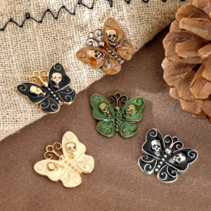 Gothic Skull Butterfly Enameling Pendants for Women Earrings Necklaces Pendants Charms Jewelry Making DIY Jewelry Accessories