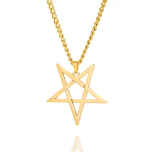 WOUWU Inverted Pentacle Necklace Gothic Pentagram Pendant Occult Amulet Witchcraft Stainless Steel Jewelry