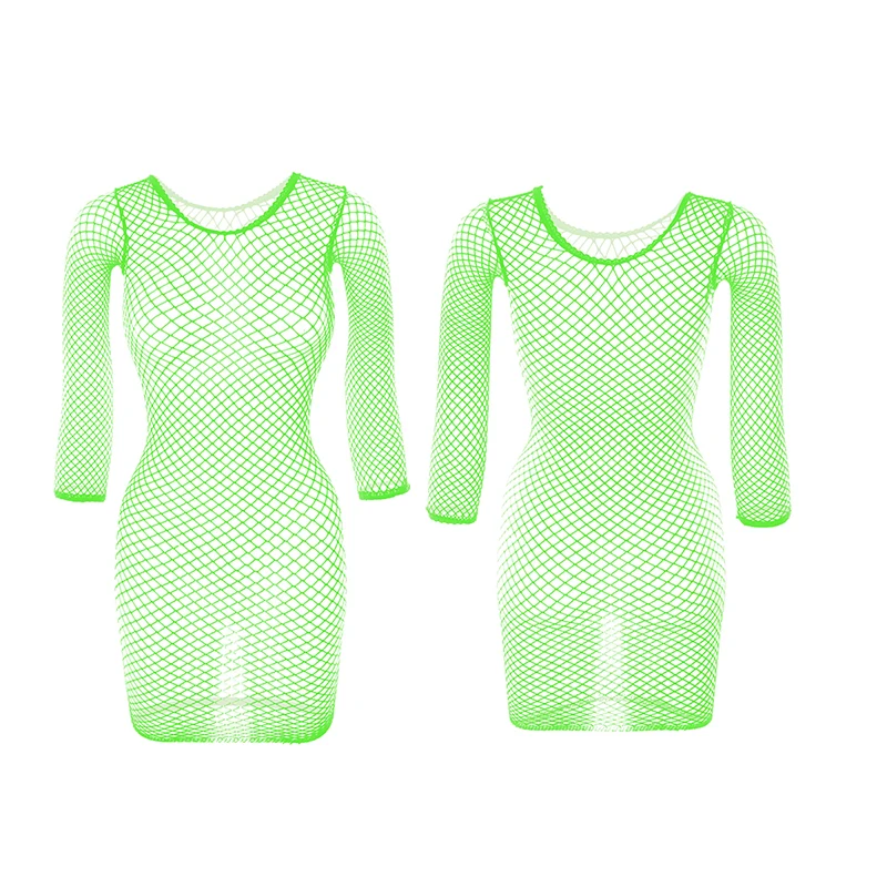 1 pc Sexy Fishnet Long Sleeve See Through Top Women Halloween Beach Cover Up Swimwear Y2K (No Bikini) - Image 6