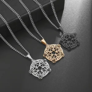 Stainless Steel Witchcraft Pentagram Pendant Celtic Star and Moon Pagan Necklace Lucky Amulet Jewelry for Men