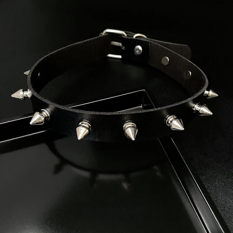 PU Leather Choker Necklace For Women Men Cool Punk Gothic Biker Collar Studded Rock Necklace Rave Jewelry - Image 4