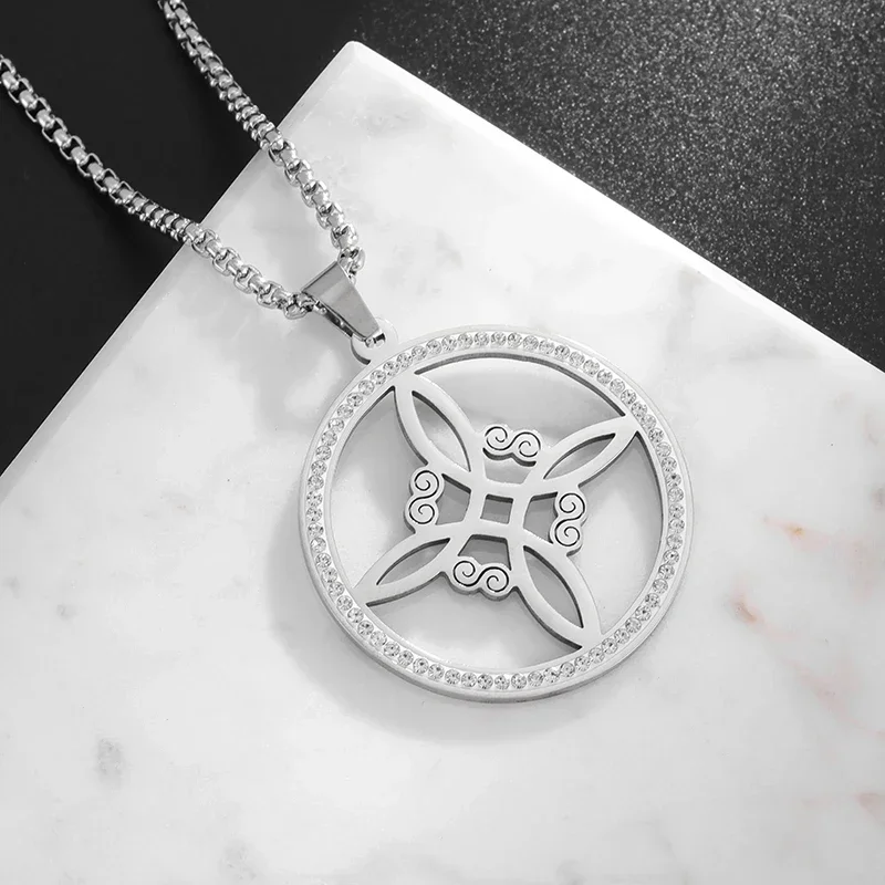 Stainless Steel Zircon Witchcraft Witch's Knot Pendant Irish Celtic Knot Necklace for Men Women Supernatural Lucky Charm Jewelry - Image 4