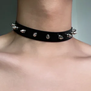 PU Leather Choker Necklace For Women Men Cool Punk Gothic Biker Collar Studded Rock Necklace Rave Jewelry
