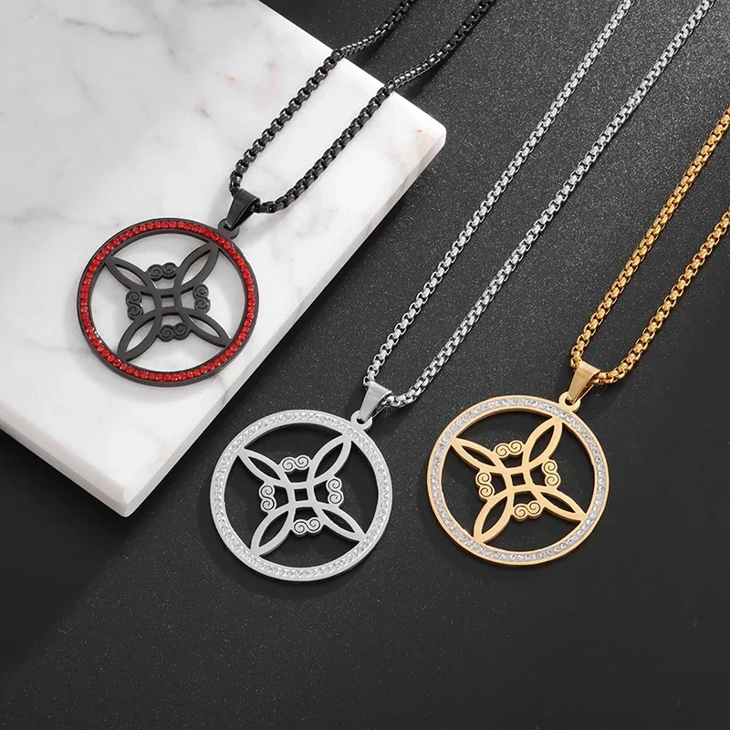 Stainless Steel Zircon Witchcraft Witch's Knot Pendant Irish Celtic Knot Necklace for Men Women Supernatural Lucky Charm Jewelry - Image 3