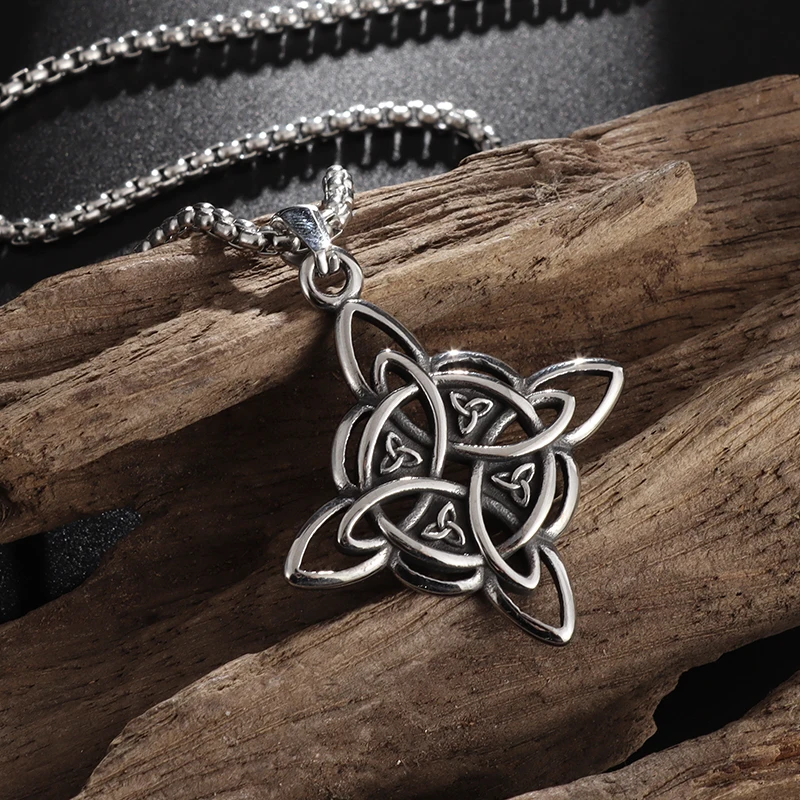 Witch Knot Necklace Stainless Steel Magic Knot Pagan Witchcraft Symbols Pendant Celtic Knot Necklace Jewelry Gifts for Women - Image 4