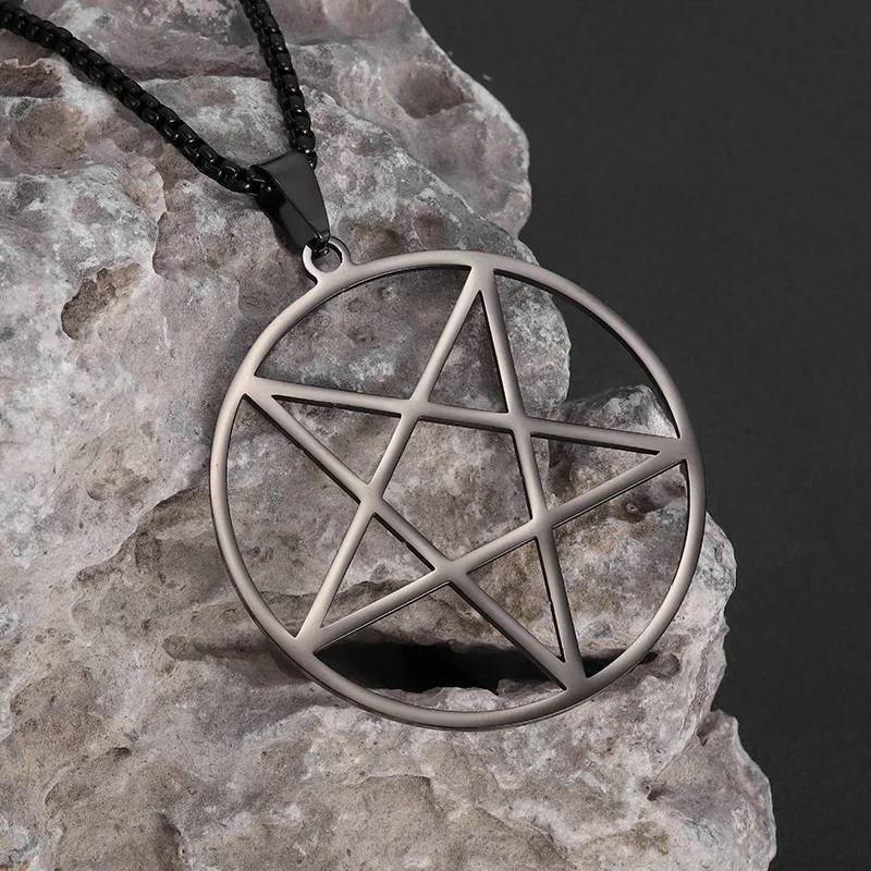 Stainless Steel Lucky Witchcraft Pentagram Pendant Necklace Men Women Alternative Pagan Pentagram Magic Jewelry - Image 5