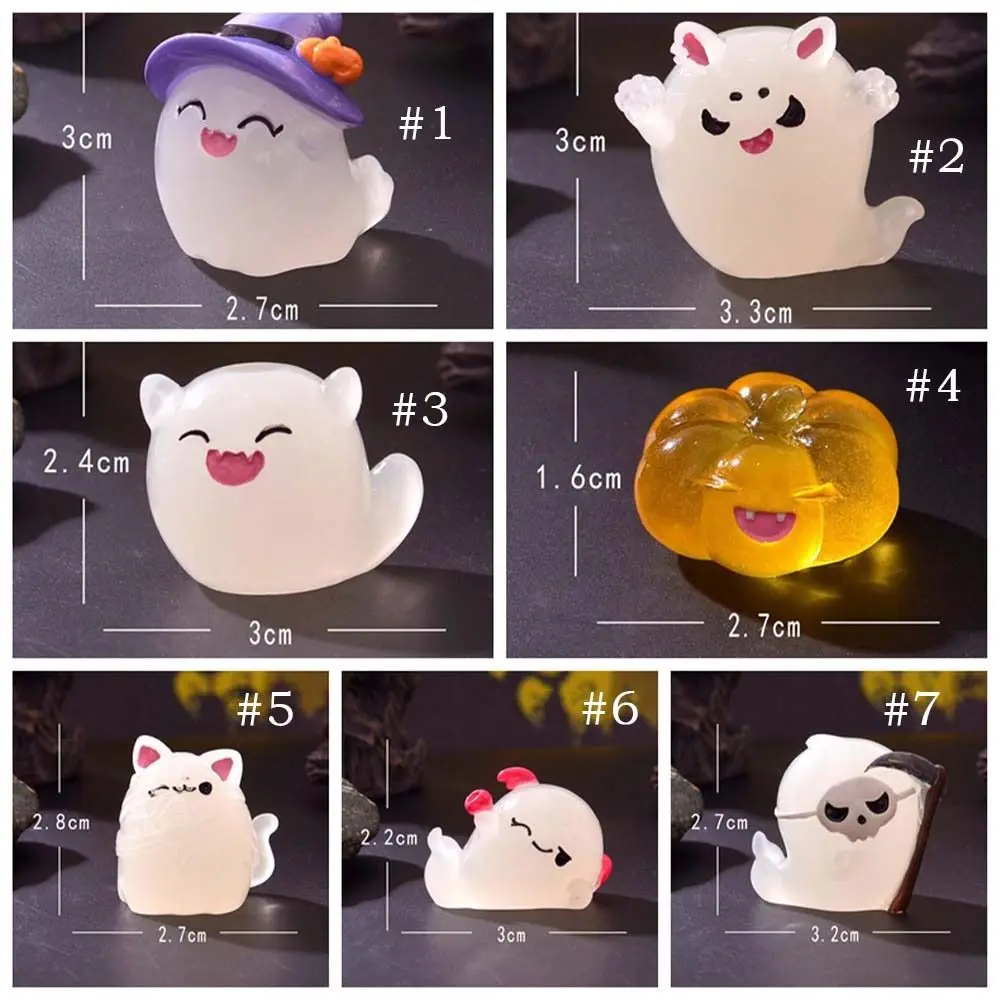 Cartoon Halloween Luminous Ghost Figurines Resin Crafts Pumpkin Witch Noctilucent Ghost Ornaments Cute DIY - Image 6