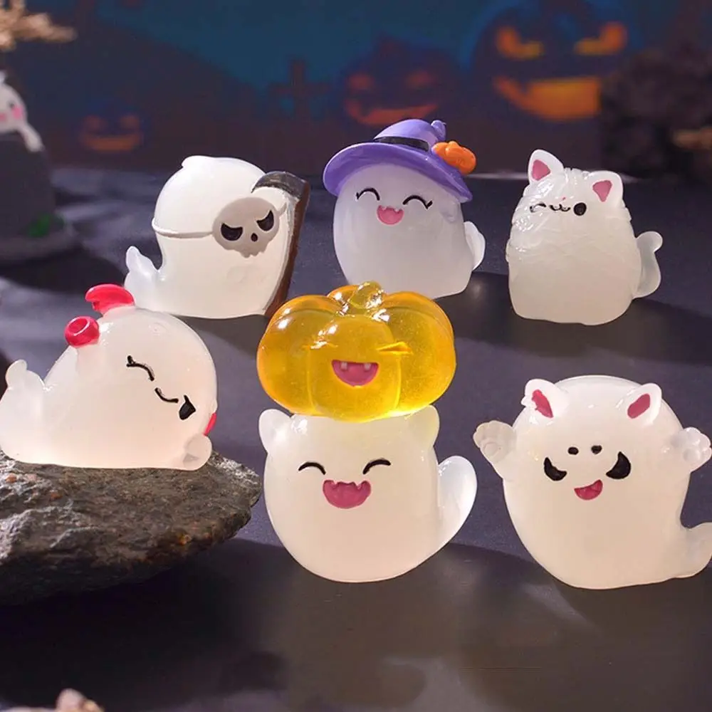 Cartoon Halloween Luminous Ghost Figurines Resin Crafts Pumpkin Witch Noctilucent Ghost Ornaments Cute DIY - Image 4
