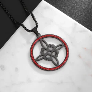 Stainless Steel Zircon Witchcraft Witch's Knot Pendant Irish Celtic Knot Necklace for Men Women Supernatural Lucky Charm Jewelry