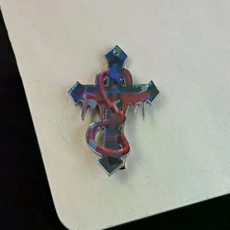 Gothic Punk Cross Hair Clip Subculture Y2k Horror Bloodstain Hairpin Rock Fashion Acrylic Headwear Hair Accessory - Image 5