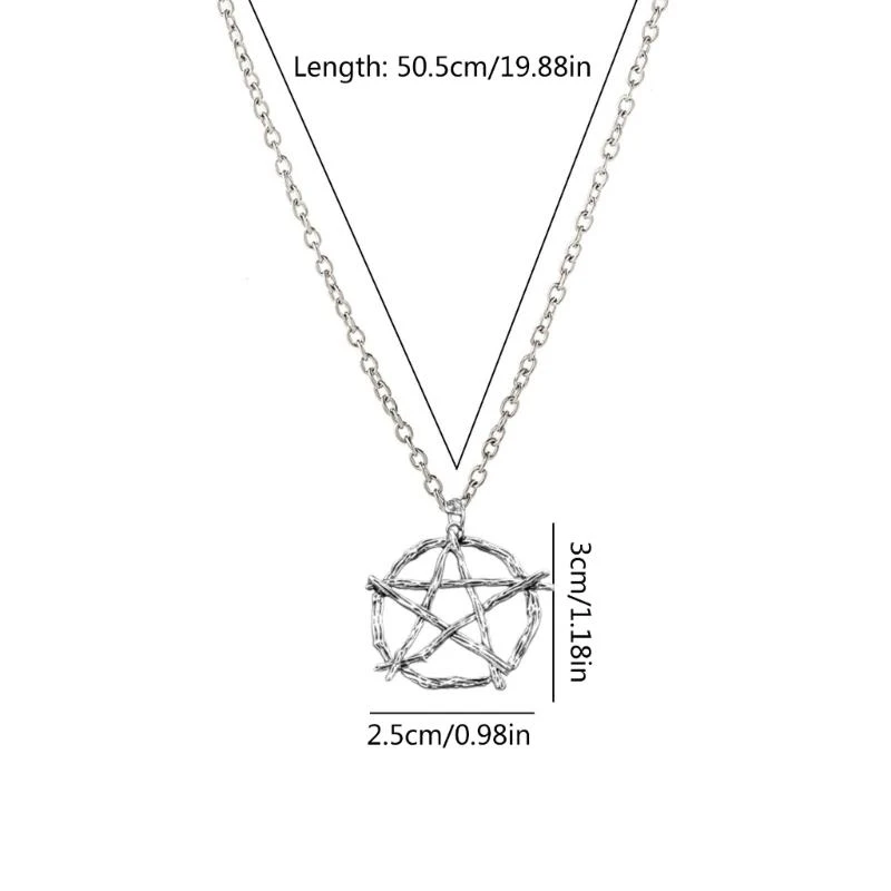 Punk Round Star Necklace Unique Amulet Pendant Clavicle Chain Witchcraft Amulet Choker Jewelry Gift for Women Teen - Image 6