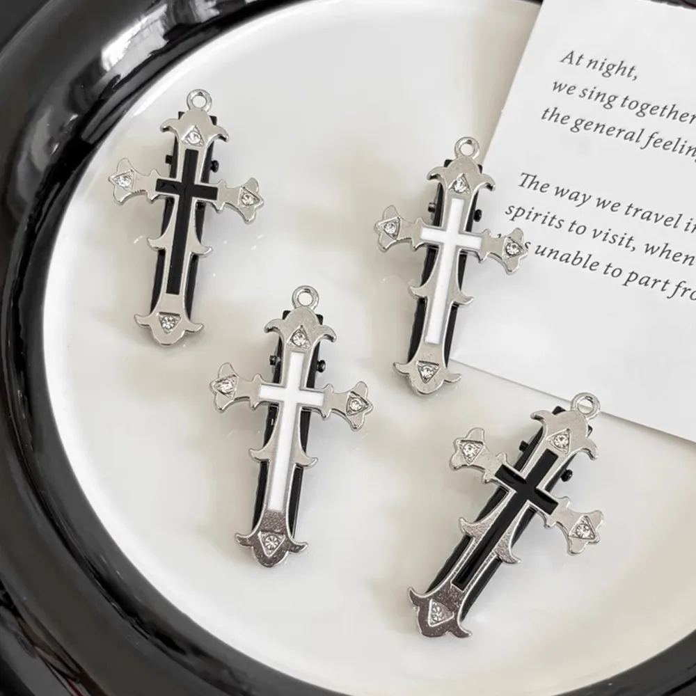 Vintage Rhinestone Cross Hair Clip Gothic Metal Duckbill Hairpin Women Girls Bangs Non-slip Barrettes Headwear Halloween Gift - Image 2
