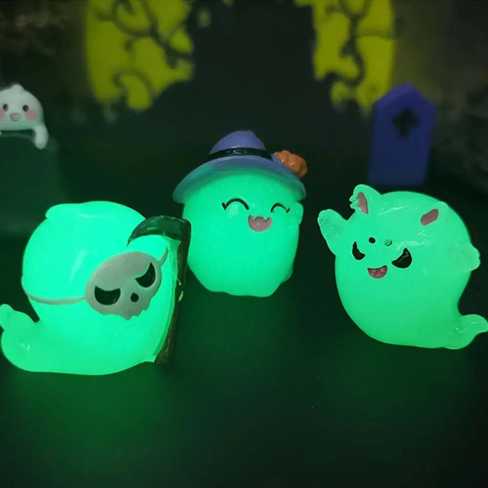 Cartoon Halloween Luminous Ghost Figurines Resin Crafts Pumpkin Witch Noctilucent Ghost Ornaments Cute DIY - Image 5