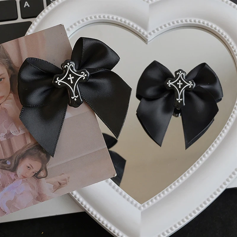 Halloween Black Bowknot Cross Hairpin Y2k Lolita Gothic Fashion Punk Hair Clips Party Hair Accessories Decoration Gifts - Image 4