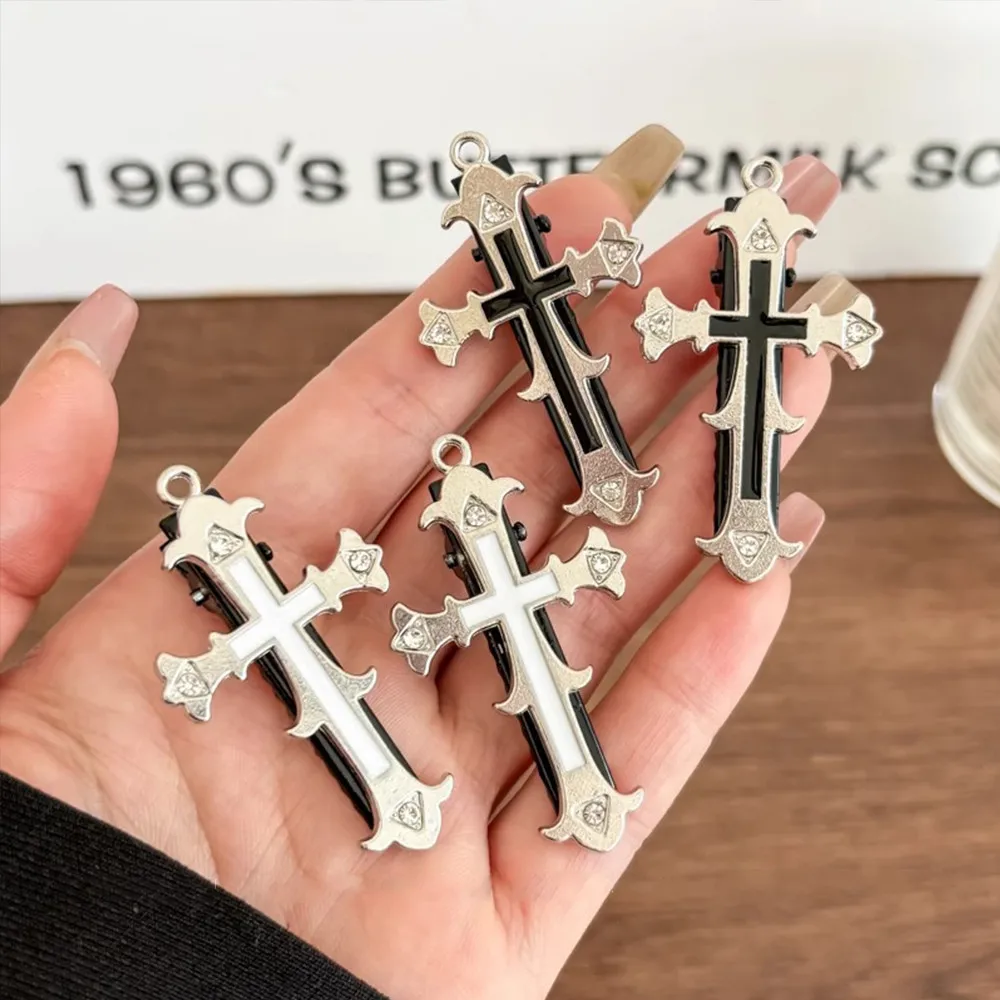 Vintage Rhinestone Cross Hair Clip Gothic Metal Duckbill Hairpin Women Girls Bangs Non-slip Barrettes Headwear Halloween Gift - Image 3