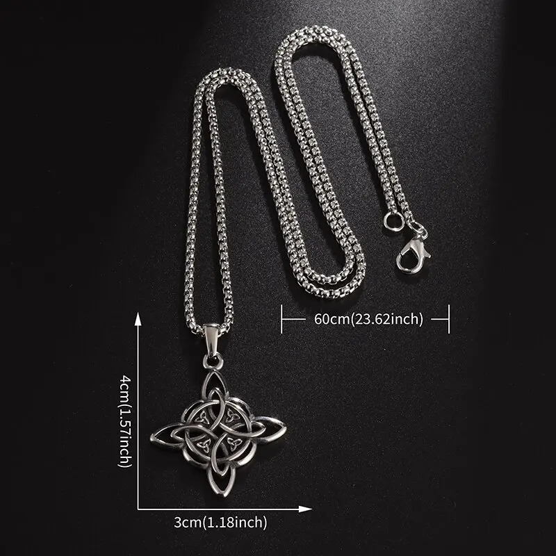 Witch Knot Necklace Stainless Steel Magic Knot Pagan Witchcraft Symbols Pendant Celtic Knot Necklace Jewelry Gifts for Women - Image 6