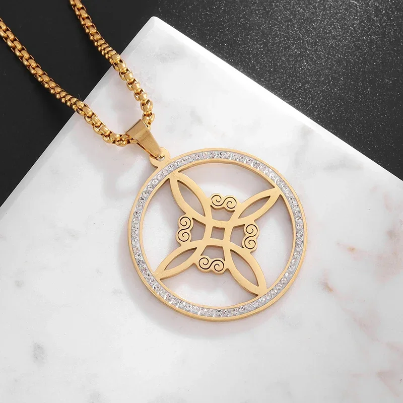 Stainless Steel Zircon Witchcraft Witch's Knot Pendant Irish Celtic Knot Necklace for Men Women Supernatural Lucky Charm Jewelry - Image 5