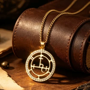 Lilith Sigil Pendant Necklace Stainless Steel Inlaid Crystal Lilith Seal Amulet Vintage Occult Symbol Jewelry Gothic Wiccan Gift