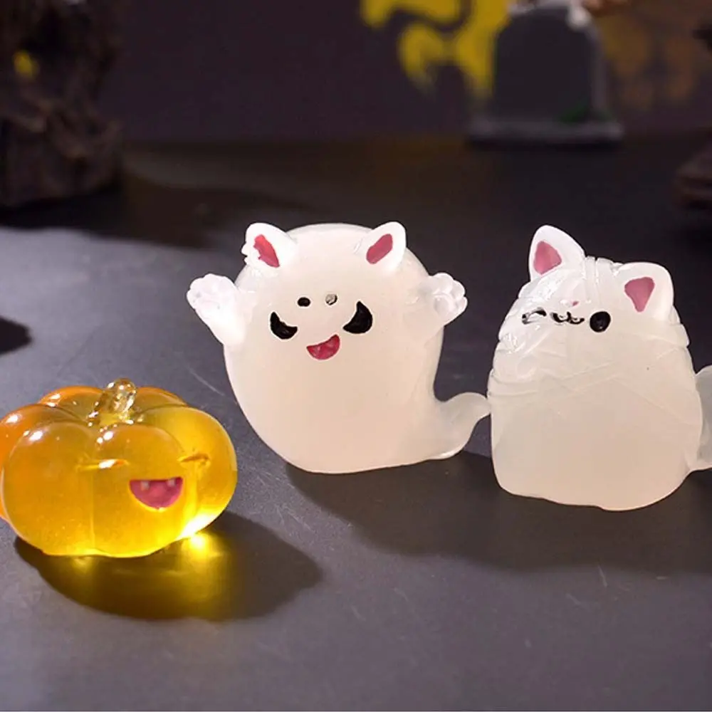 Cartoon Halloween Luminous Ghost Figurines Resin Crafts Pumpkin Witch Noctilucent Ghost Ornaments Cute DIY - Image 2