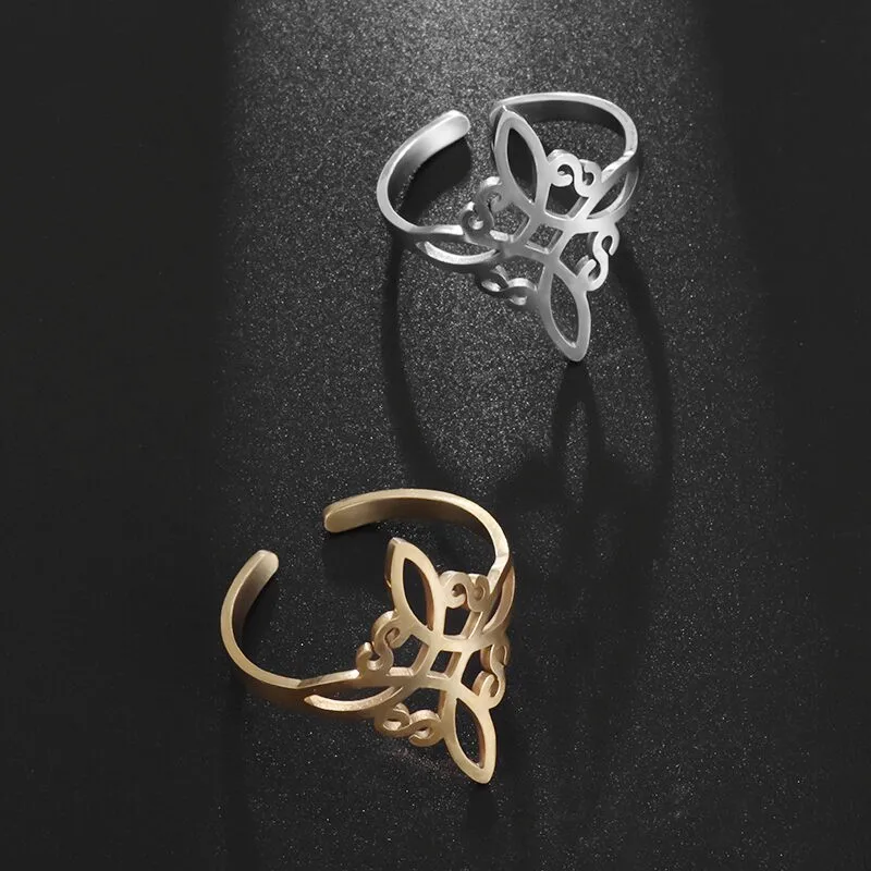Women's Witchcraft Witch Knot Ring Stainless Steel Supernatural Opening Adjustable Ring Irish Celtic Knot Amulet Jewelry - Image 6