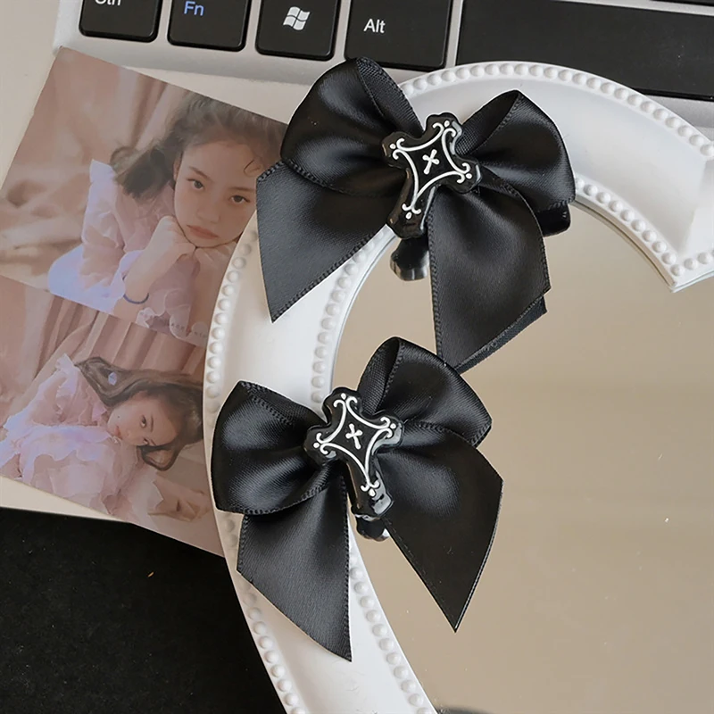 Halloween Black Bowknot Cross Hairpin Y2k Lolita Gothic Fashion Punk Hair Clips Party Hair Accessories Decoration Gifts - Image 2
