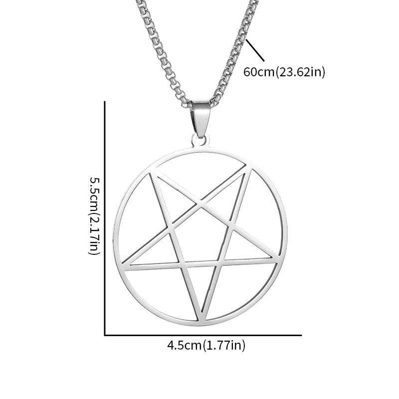 Stainless Steel Lucky Witchcraft Pentagram Pendant Necklace Men Women Alternative Pagan Pentagram Magic Jewelry - Image 6