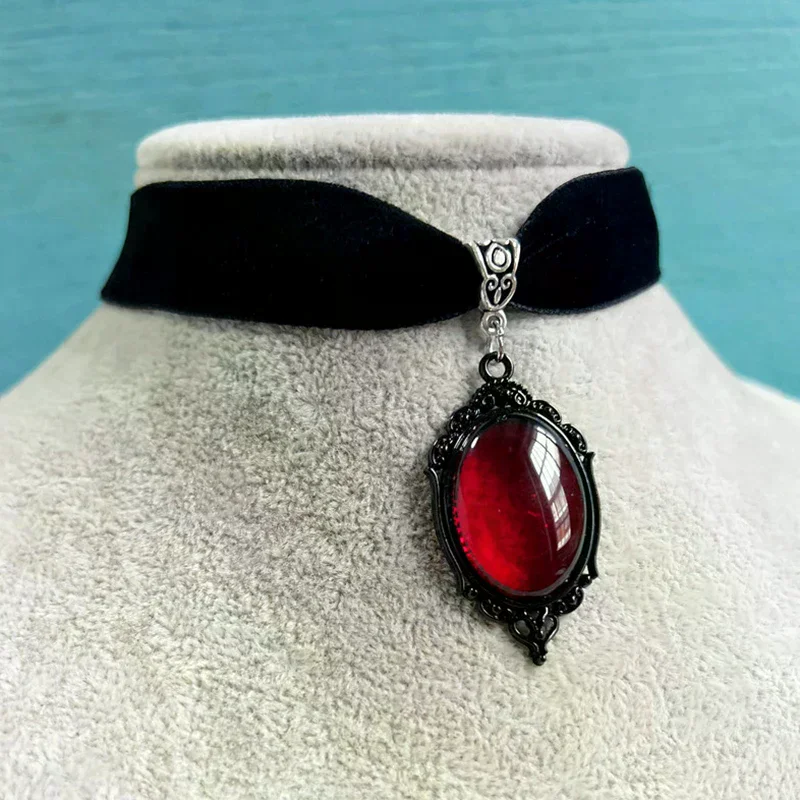 Gothic Vampire Cameo Pendant Choker Velvet Necklace For Women Fashion Witchcraft Jewelry Choker Gifts - Image 3