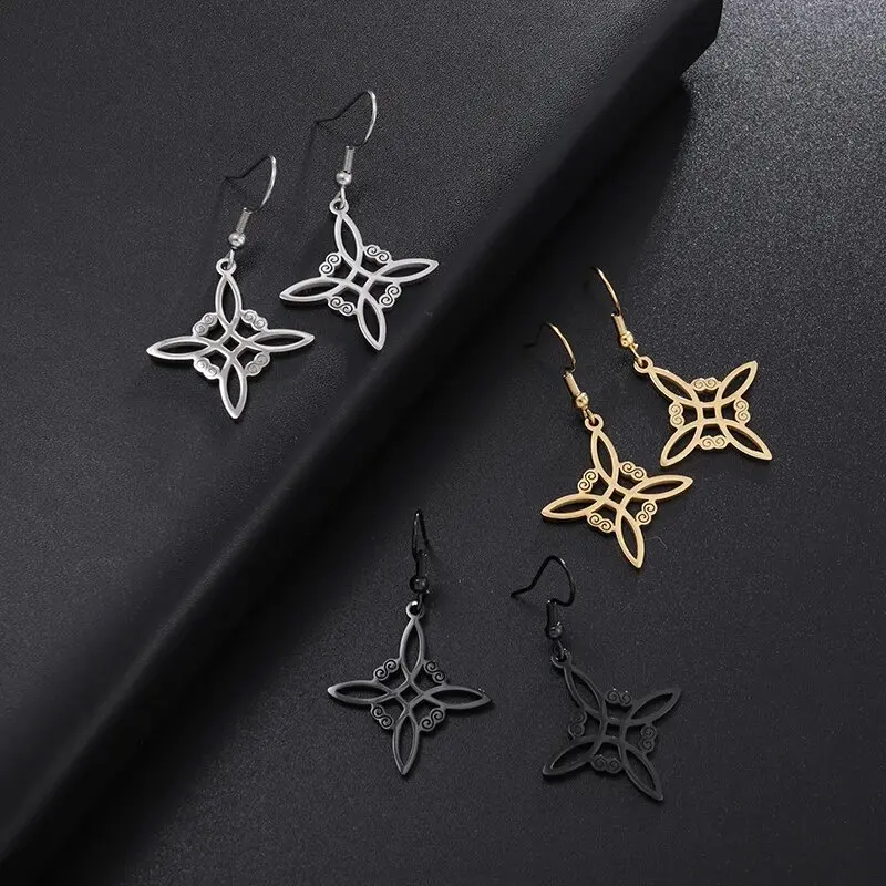 Witch Knot Cuffs Stainless Steel Pagan Witchcraft Symbols Magic Knot Women's Good Luck Amulet Bracelet Earrings Necklace Celtic - Image 6