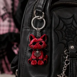 Spooky Design Acrylic Wounded Cat Keychain Halloween 2D Flat Kitten Pendant Dark Style Ornaments Bag Charm Gifts