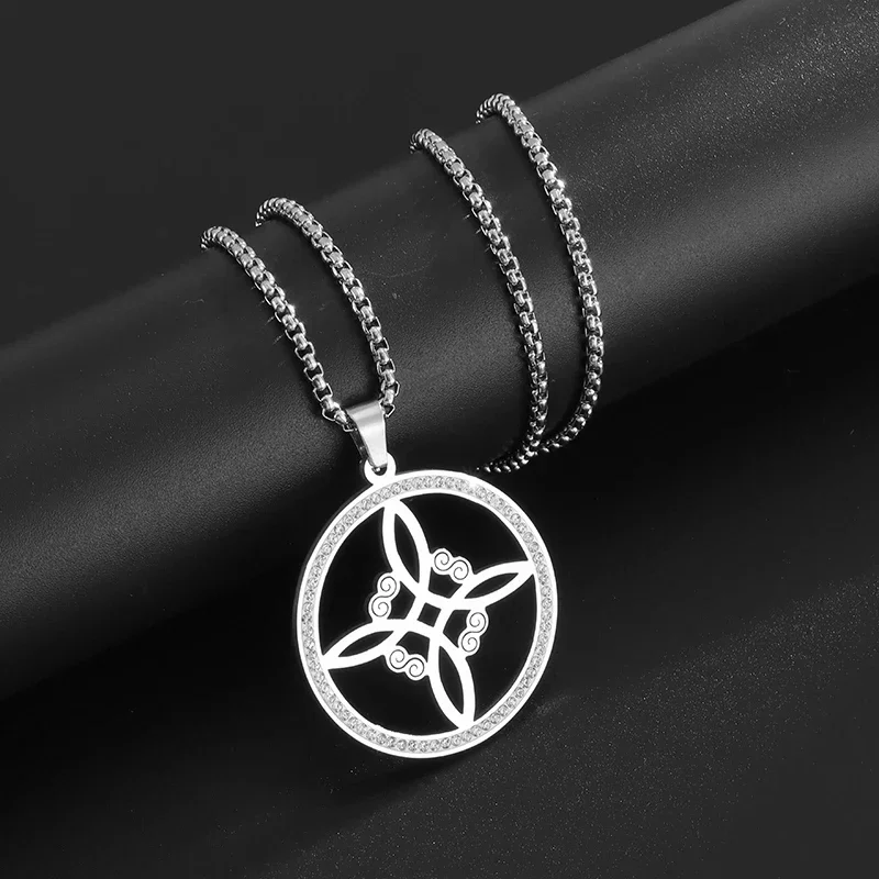 Stainless Steel Zircon Witchcraft Witch's Knot Pendant Irish Celtic Knot Necklace for Men Women Supernatural Lucky Charm Jewelry - Image 6