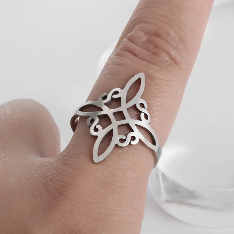 Women's Witchcraft Witch Knot Ring Stainless Steel Supernatural Opening Adjustable Ring Irish Celtic Knot Amulet Jewelry - Image 5