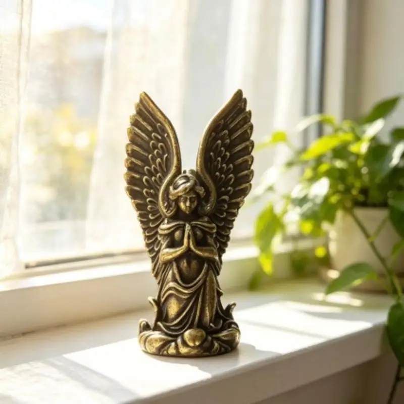 Brass Crescent Moon Witch Cat Statue Gothic Mini Figurine Elegant Small Ornament For Living Room Coffee Table Decor 1PC - Image 5