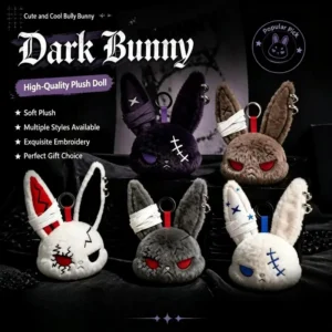 Gothic Dark Bunny Plush Keychain Bandage Wound Rabbit Doll Pendant Cute Backpack