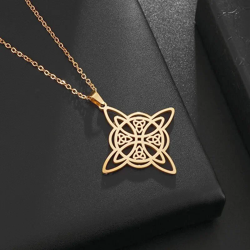 Fashion Charm Witch Knot Necklace Stainless Steel Irish Celtic Knot Pendant Witchcraft Amulet Magical Jewelry Gift for Girls - Image 2